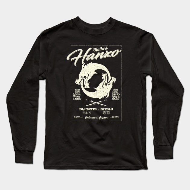 Hattori Hanzo Eating Dragon Logo Long Sleeve T-Shirt by Alema Art